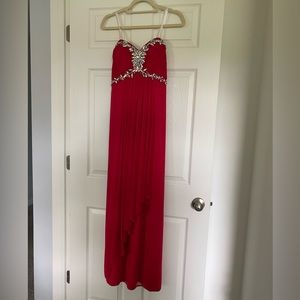 Red strapless formal dress